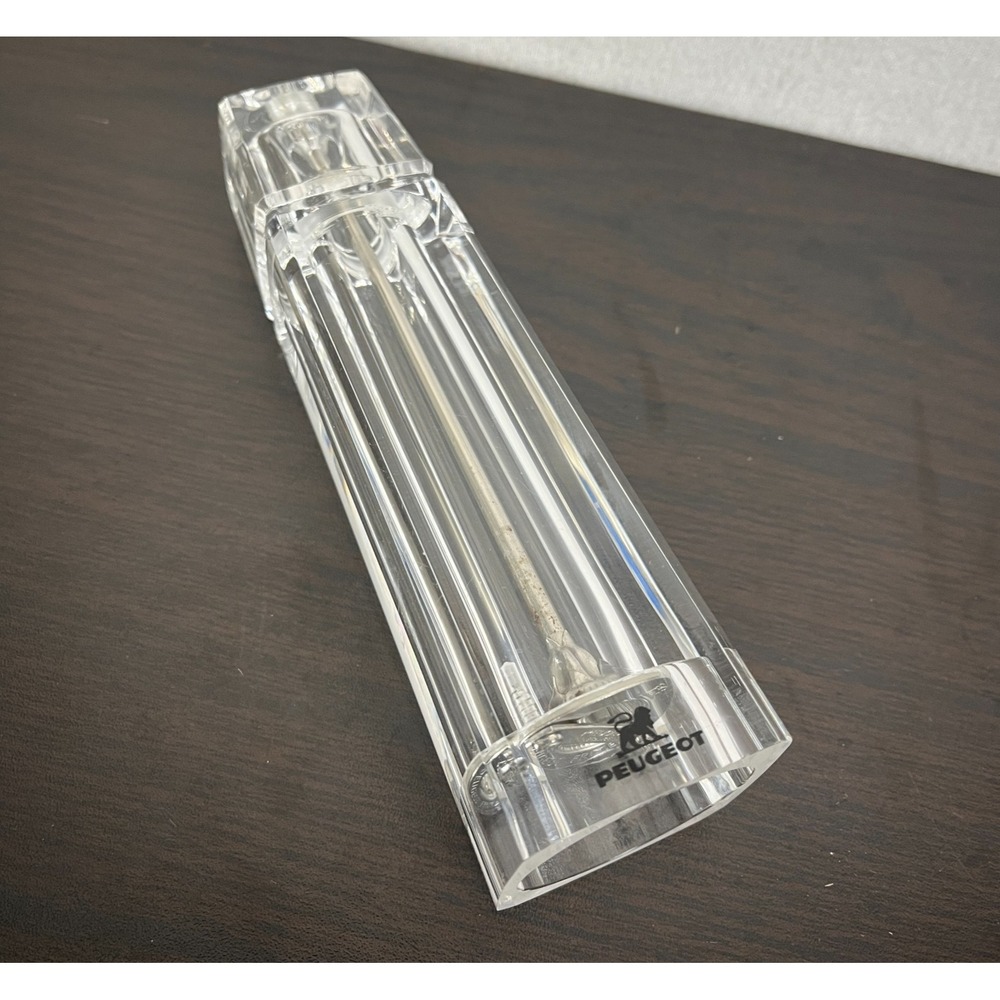 PEUGEOT Salt or Pepper Mill Clear Acrylic‎ 8" Tall Square Rectangular Grinder